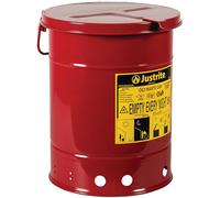 Justrite Contenitore per olio in acciaio con coperchio azionato a mano, 20 l, rosso