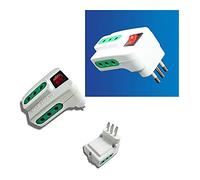 justshopping - Toma angular adaptador de 3 tomas con enchufe triple hembra 10 A a macho 10 A con interruptor de 3 tomas bipaso con interruptor máx. 1500 W