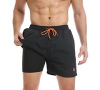 JustSun Costume Uomo Mare Costumi da Bagno Uomo Corto con Fodera a Compressione 2 e 1 Pantaloncini Piscina Surf Short Pantaloncino Uomo Asciugatura Rapida Nero S