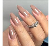 JUSTUNX 24 pz Mandorla Unghie False Nude Rosa Unghie Lunghe French Press su Unghie per Donne e Ragazze