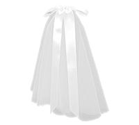 JUSTUNX bianco velo corto da sposa, fiocco velo da sposa con clip per le donne e le ragazze accessori del partito