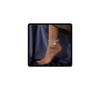 JUSTUNX Cuore A Forma di Pendente Regolabile Cavigliera Strass Braccialetto Della Cavigliera Spiaggia Estate Piede Catena Dei Monili per Le Donne e Ragazze (A)