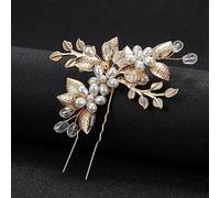 JUSTUNX Oro/Argento Sposa Headpiece Perla Pins Accessori Bridal Crystal Flower Hair Pieces per le donne e le ragazze (A)