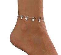 JUSTUNX Regolabile Cavigliera Cuore Braccialetto Della Cavigliera Spiaggia Estate Piede Catena Dei Monili per Le Donne e Le Ragazze (B)