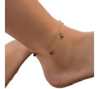 JUSTUNX Regolabile Cavigliera Evil Eyes Braccialetto Della Caviglia Spiaggia Estate Piede Catena Dei Monili per Le Donne e Ragazze (A)