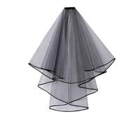 JUSTUNX Velo da Sposa Nero, 2 Tier Gothic Bride Halloween Party Con Pettine - Accessori Cosplay per Donne e Ragazze