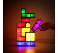 Justup Lampada a LED, impilabile, luce notturna a 7 colori, con chiusura a induzione, lampada da scrivania, 3D, per bambini, ragazzi, camera da letto, decorazione per la casa (lampada a LED)
