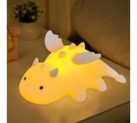 Justup Luce notturna in silicone per bambini, lampada a forma di drago dolce con 7 colori, dimmerabile, in silicone, luce notturna per cameretta dei bambini, con base magnetica e timer, regalo per la