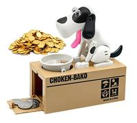 Justup, Salvadanaio a forma di cane affamato, ideale come regalo di compleanno per bambini, bianco