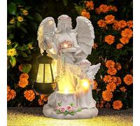 Justup Statue da giardino a forma di angelo, in preghiera Fairy Angel, statue a LED, luci solari per esterni, impermeabili, in resina, per giardino, cortile, patio, tomba, cimitero, decorazione
