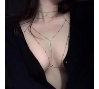 JUSTUSNX 2-piece Set Strass Bra Chain Moda Semplice Body Chain Collana Sexy Bikini Nightclub Body Chain Accessori per le donne e le ragazze (A)