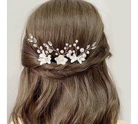 JUSTUSNX 3 pz Oro/Argento Sposa Headpiece Perla Capelli Pins Accessori Bridal Crystal Flower Hair Pieces per le donne e le ragazze (B)