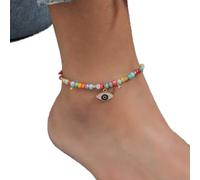 JUSTUSNX Boho Layered Regolabile Cavigliera Colore Mix Perline Braccialetto Della Cavigliera Spiaggia Estate Piede Catena Dei Monili per Le Donne e Ragazze (D)