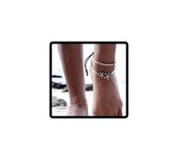 JUSTUSNX braccialetto cavigliera stile etnico argento regolabile per donne e ragazze (C)