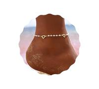 JUSTUSNX Cavigliera regolabile in stile bohémien, con perle e scritta "Love", da spiaggia, estiva, per donne e ragazze