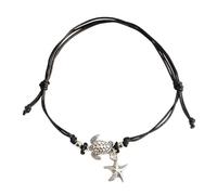 JUSTUSNX Cavigliera stile etnico alla moda argento braccialetto alla caviglia stella marina tartaruga marina catena piede accessori gioielli regolabile per donne e ragazze (A)