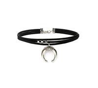 JUSTUSNX Collana girocollo con ciondolo a forma di foglia in corno gotico nero, accessori per Halloween per donne e ragazze (A)