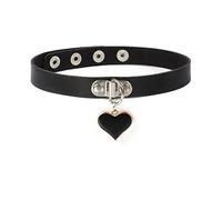 JUSTUSNX Collana girocollo in pelle gotica nera con ciondolo geometria per Halloween, accessori per donne e ragazze (B)