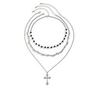 JUSTUSNX Croce Collana Set Argento Gotico Croce Choker Crocifisso Collana Pendente per le Donne