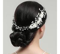 JUSTUSNX Fermaglio per capelli da sposa con perle rampicanti argentate e cristalli, fascia per capelli per donne e ragazze, accessori per acconciature