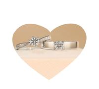 JUSTUSNX JUSTUNX Wedding Ring Set Anello di fidanzamento Argento Anello da sposa Set Anelli di diamanti simulati adatti per Coppia (B)