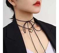 JUSTUSNX Nero Gotico Doppio Strato Cuore A Forma di Ciondolo Choker Collana Halloween Accessori per Donne e Ragazze (A)