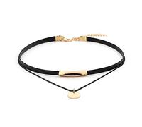 JUSTUSNX Nero Gotico Doppio Strato Oro Argento Circolare Ciondolo Choker Collana Halloween Accessori per Donne e Ragazze (A)