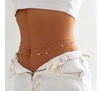 JUSTUSNX Paillettes Serpente Bone Waist Chain Layered Belly Chain Sexy Stomac Chain Body Gioielli Accessori per le donne e le ragazze (A)