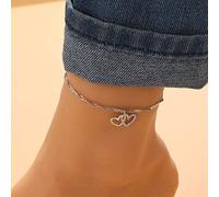 JUSTUSNX Regolabile Cavigliera Strass Cuore Pendente Braccialetto Della Cavigliera Spiaggia Estate Piede Catena Dei Monili per Le Donne e Ragazze (A)