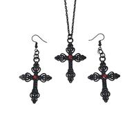 JUSTUSNX Set di collana e orecchini con ciondolo a forma di crocifisso, catena girocollo, accessori per costume di Halloween, gioielli gotici da, Misura unica, Metallo