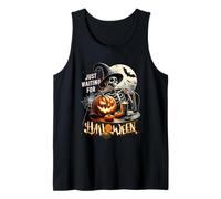 JustWaiting for Halloween Scheletro Strega Zucca Fantasma Canotta