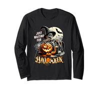 JustWaiting for Halloween Scheletro Strega Zucca Fantasma Maglia a Manica