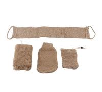 Jute Exfoliating Back Scrubber Kit, Jute Skin Scrubber with Concave Convex Surface, Complete Bath Set Including Shower Glove Sponge and Storage Bag for Spa Like Cleansing a