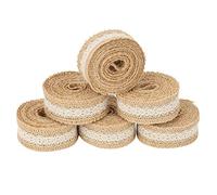 Jute Lace Ribbon, 6pcs 2M/Roll Burlap Rolls with Lace Hessian Jute Ribbon for Wedding Decoration Craft