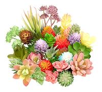 Jutom 32 mini piante grasse artificiali senza vaso, piante grasse artificiali colorate, piccole piante grasse finte, per giardino, cucina, decorazione per la casa (stile classico)