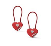JUTSTJUKO 2 lucchetti con combinazione, per coppie, mini lucchetti portatili e durevoli a forma di cuore, per armadietti, zaini, zaini, portagioie (rosso1)