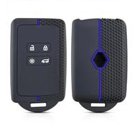 Juttzzei Custodia per chiavi auto per Clio Megane Koleos Kadjar Kangoo Twingo Talisman Captur Espace Dacia Duster Custodia per chiavi auto in silicone TPU a 4 pulsanti (linea blu)