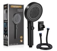jutyum Soffione Doccia, 6 Funzioni Getto Doccino per Doccia, Soffione Doccia Alta Pressione, Telefono Doccia con 1.5M Tubo, Shower Head, Cornetta Doccia, Doccetta Risparmio Acqua Universale Nero