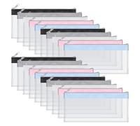 Juuewrryg Set di 20 buste con cerniera per argento liquido, buste trasparenti in contanti, piccole buste in argento liquido, deposito bancario, borsa per monete per collezionista