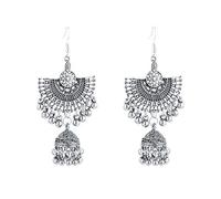 Juuewrryg Vintage Retro Etnico Gitano Inciso Fiore Nappa Bells Uncinetto Orecchini Per Ragazze E Donne Regalo Argento