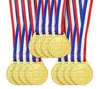 Juvale Confezione da 12 medaglie d'oro per la partecipazione ai concorsi con nastro da collo per competizioni sportive, tornei, gare di ortografi