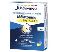 JUVAMINE - Melatonina Flash - Melatonina 1,9 mg - Dormimento - Offset orario - Senza abitudine - Programma 60 notti - Compresse Sublinguali - Gusto limone - Made in France