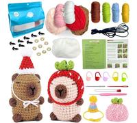 Juvanovo Kit Uncinetto Capybara, 2 Pezzi Capibara Uncinetto Set con Video Tutorial, Capybara Tricotin Kit Completo, Capybara Regalo per Adulti e Bambini