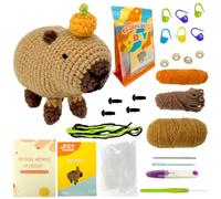 Juvanovo Kit Uncinetto Capybara, Capibara Uncinetto Set con Video Tutorial, Capybara Tricotin Kit Completo, Capybara Regalo per Adulti e Bambini (Marrone)
