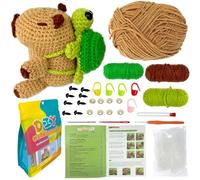 Juvanovo Kit Uncinetto Capybara, Capibara Uncinetto Set con Video Tutorial, Capybara Tricotin Kit Completo, Kit Uncinetto Principianti Capibara, Capybara Regalo per Adulti e Bambini (con Tartaruga)