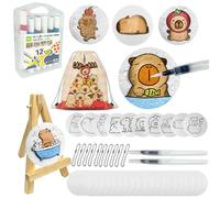 Juvanovo Puffy Paint Tessuti, 55 Pezzi Magic Puffy Paint Set, Carta Pittura Schiuma 3D, Carta con Texture in Schiuma con 10 Capybara e 20 Vuoto, Attività Creativa per Bambini