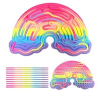 Juvanovo Sensory Activity Board, Tavola Sensoriale in Silicone, Tavola da attività Sensoriale con 11 Corde, Bifacciale Fidget Toys, Giochi Sensoriali per Bambini Adulti per Autismo ADHD (Nuvole B)