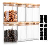 JUVEL 8 barattoli in vetro da 200 ml con coperchio e disco in silicone per spezie, fagioli, caramelle