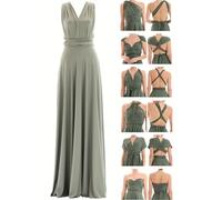 Juvell Abito da Damigella - Infinity Dress Maxi - Abiti da Sera - Top a Fascia Incluso - Vestito Donna Elegante - Boda-Bridesmaid-Baile - 1000 (40-44, Verde Chiaro)