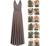 Juvell Abito da Damigella - Infinity Dress Maxi - Abiti da Sera - Top a Fascia Incluso - Vestito Donna Elegante - Boda-Bridesmaid-Baile - 1000 (40-44, Marrone/Taupe)